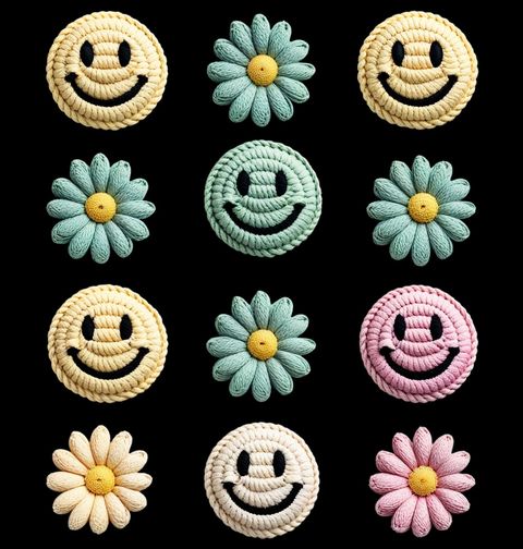 Obrázek produktu Pánská mikina Háčkovaná Emoji Koláž Květin