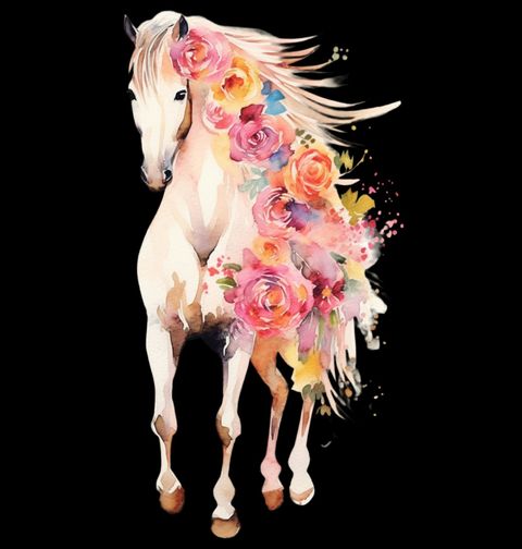 Obrázek produktu Pánské tričko Bílý Květinový Kůň