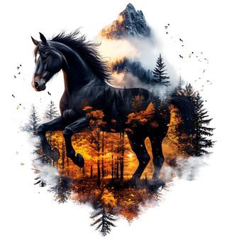 Obrázek 2 produktu Dětské tričko Černý Kůň v Podzimním Lese