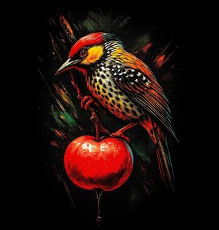 Obrázek 2 produktu Dámské tričko Vousák červenožlutý na Jablku