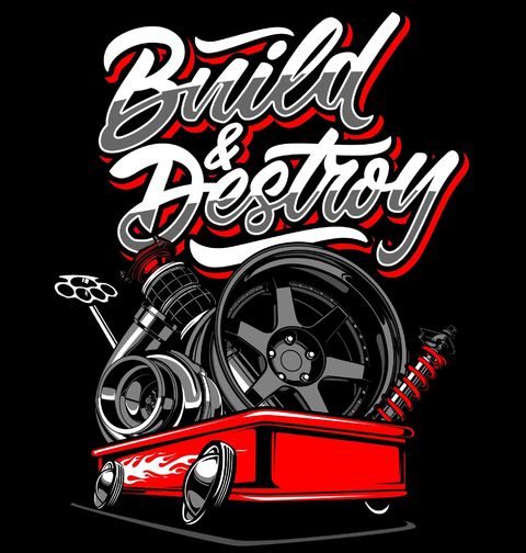 Obrázek produktu Dámské tričko Tuningové Díly Build & Destroy