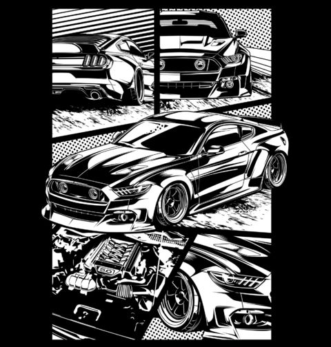 Obrázek produktu Pánské tričko Ford Mustang Comic Muscle Car
