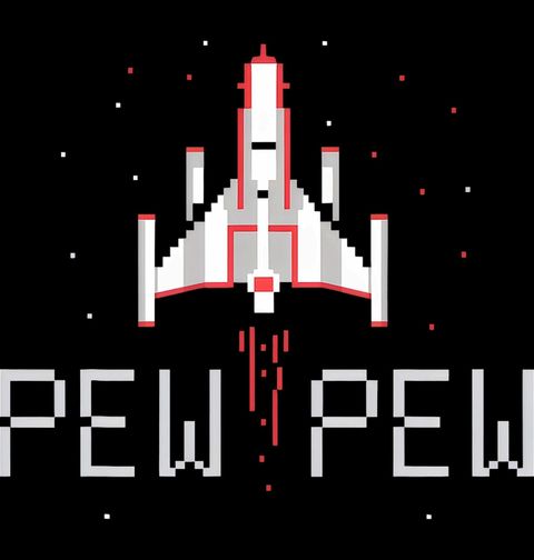 Obrázek produktu Dámské tričko Retro Pixelová Vesmírná Loď Pew Pew Galaga 8bit
