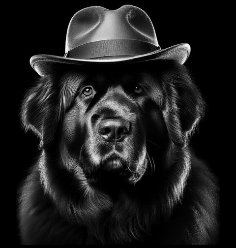 Obrázek produktu Pánské tričko Novofundlandský pes s Kloboukem