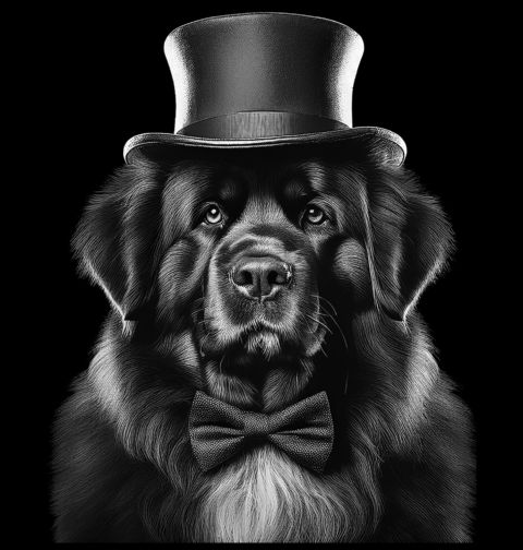 Obrázek produktu Dámské tričko Gentleman Novofundlandský pes