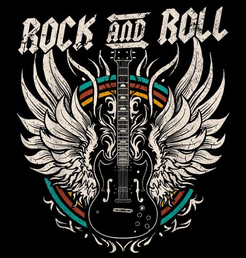 Obrázek produktu Dětské tričko Rocková Kytara s Křídly Rock & Roll