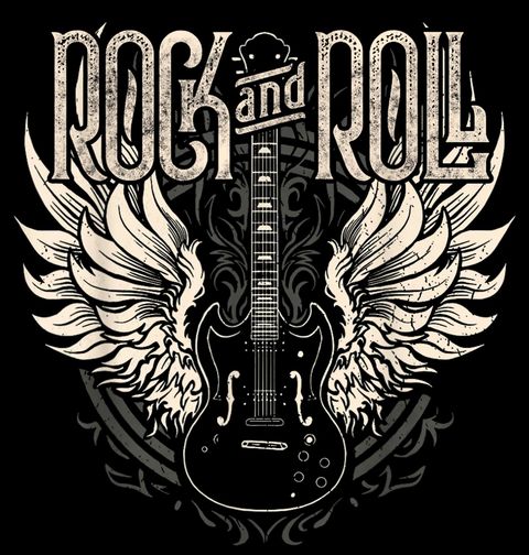 Obrázek produktu Pánské tričko Vintage Kytara s Křídly Rock and Roll