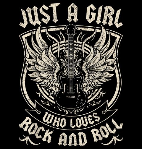 Obrázek produktu Dámské tričko Jen holka, která miluje rock and roll