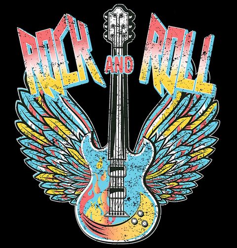 Obrázek produktu Pánské tričko Barevná Kytara s Křídly Rock and Roll