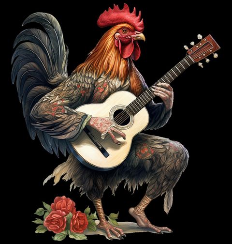 Obrázek produktu Dámské tričko Kohout s Akustickou Kytarou