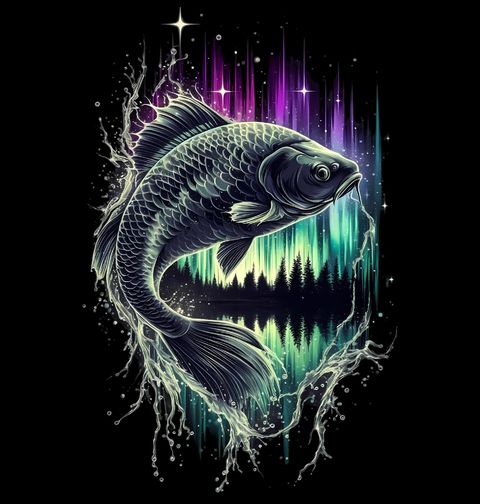 Obrázek produktu Dámské tričko Výskok Kapra při Polární Záři