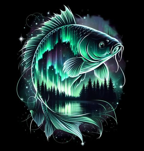 Obrázek produktu Dětské tričko Noční Kapr v Polární Záři