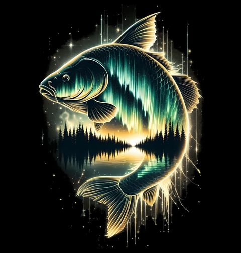 Obrázek produktu Pánská mikina Kapr ve Světle Polární Záře