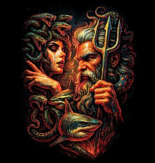 Obrázek 2 produktu Pánské tričko Poseidón a Medúza