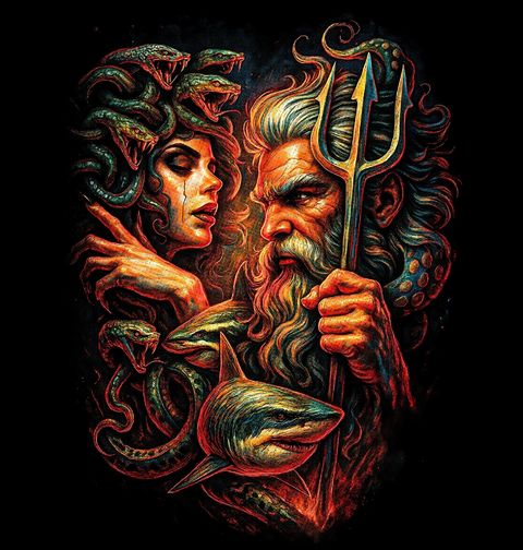 Obrázek produktu Pánské tričko Poseidón a Medúza