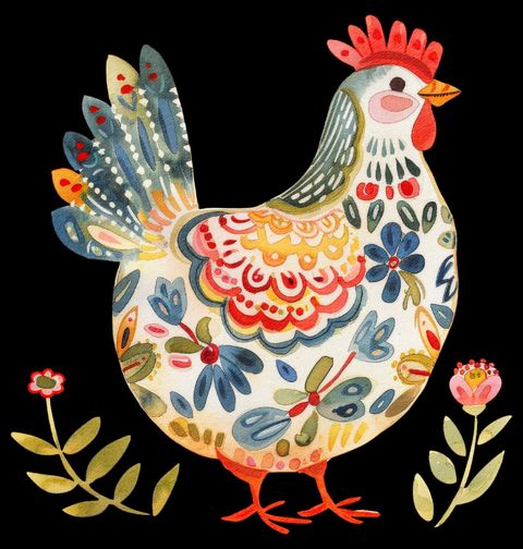 Obrázek produktu Dámské tričko Velikonoční Slepice s Ornamenty Folk