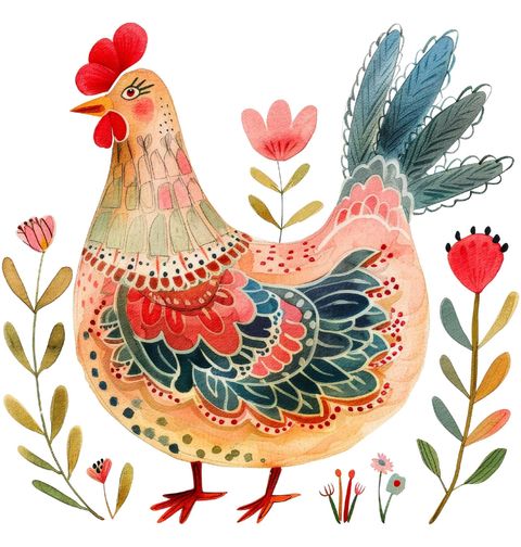 Obrázek produktu Dámské tričko Folklórní Slepice