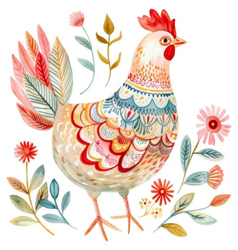 Obrázek produktu Dámské tričko Květinový Kohout Folk