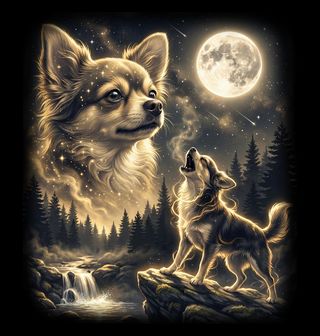 Obrázek 2 produktu Dámské tričko Čivava vyjící na Měsíc