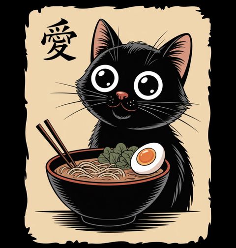 Obrázek produktu Dámské tričko Kawaii Kočka s Ramenem