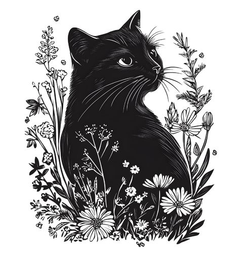 Obrázek produktu Pánské tričko Černá Kočka v Květinové Zahradě