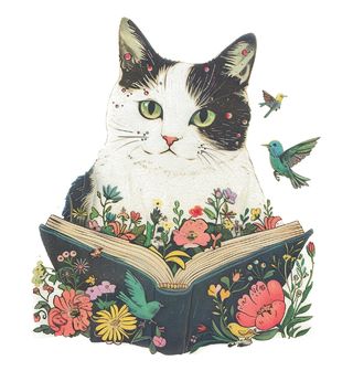 Obrázek 2 produktu Dámské tričko Kouzelná Kočka s Knihou a Ptáčky