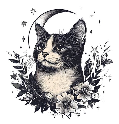 Obrázek produktu Dámské tričko Kočka pod Měsíčním Kouzlem