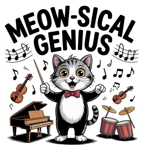 Obrázek produktu Dámské tričko Kočičí Dirigent Hudební Génius Meow-sical Genius