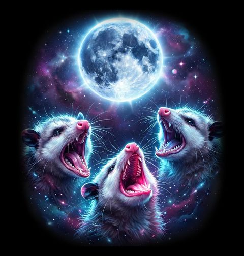 Obrázek produktu Dámské tričko Tři Vačice vyjící na Měsíc