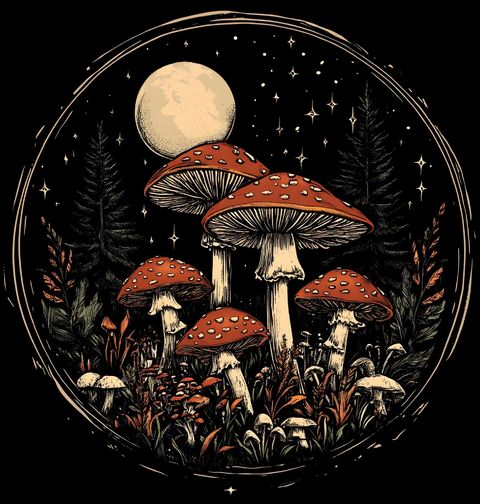 Obrázek produktu Pánská mikina Mochomůrky v Nočním Lese