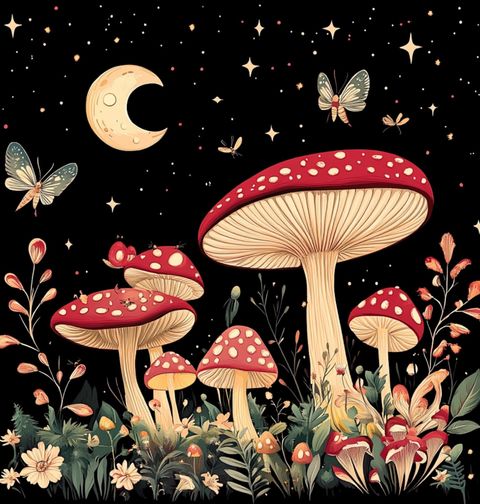 Obrázek produktu Dámské tričko Mochomůrky pod Nočním Měsícem