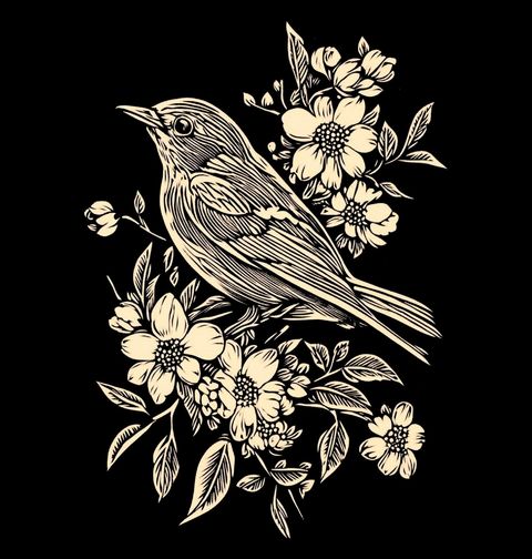 Obrázek produktu Pánské tričko Ptáček na Květinové Větvi