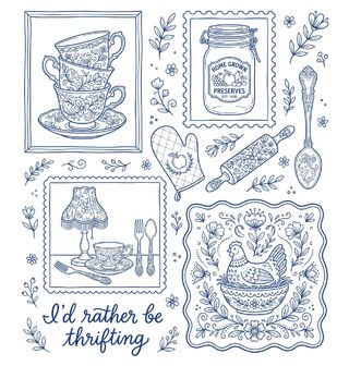 Obrázek 2 produktu Dětské tričko Modrobílý Porcelán Folk I’d rather be thrifting