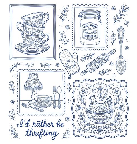 Obrázek produktu Dětské tričko Modrobílý Porcelán Folk I’d rather be thrifting