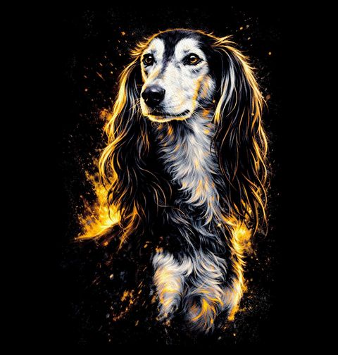 Obrázek produktu Dámské tričko Perský chrt Saluki Černý