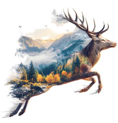 Obrázek produktu Pánské tričko Jelen ve Skoku v Krajině