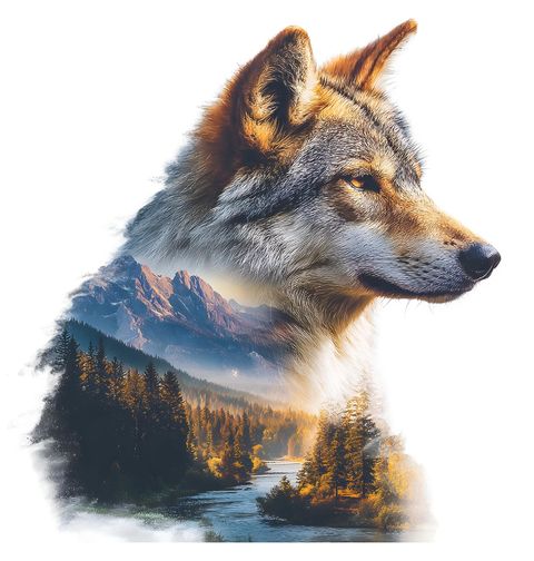 Obrázek produktu Pánské tričko Klidný Vlk v Krajině