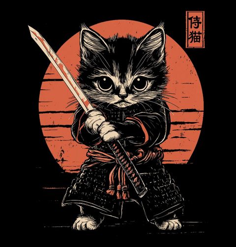 Obrázek produktu Dámské tričko Kotě Samuraj