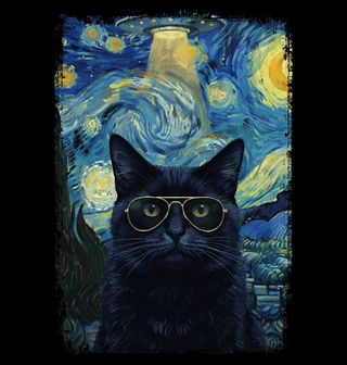 Obrázek 2 produktu Pánské tričko Kočka s Brýlemi ve Hvězdné Noci