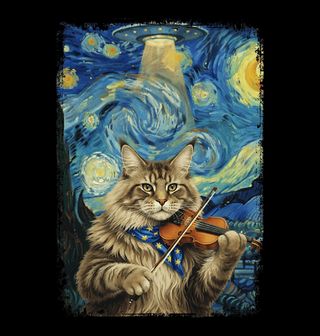 Obrázek 2 produktu Dětské tričko Kočka s Houslemi ve Hvězdné Noci