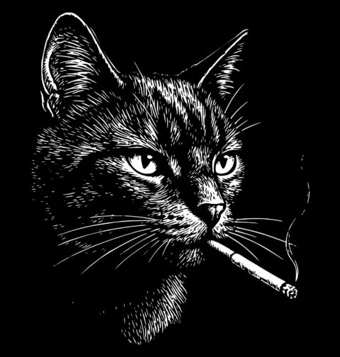 Obrázek produktu Dámské tričko Rebel Kočka s Cigaretou