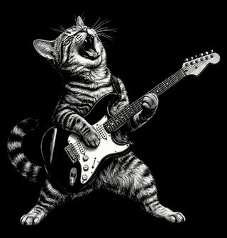 Obrázek 2 produktu Dámské tričko Kočka s Elektrickou Kytarou