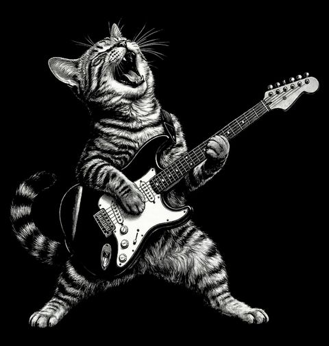 Obrázek produktu Dětské tričko Kočka s Elektrickou Kytarou