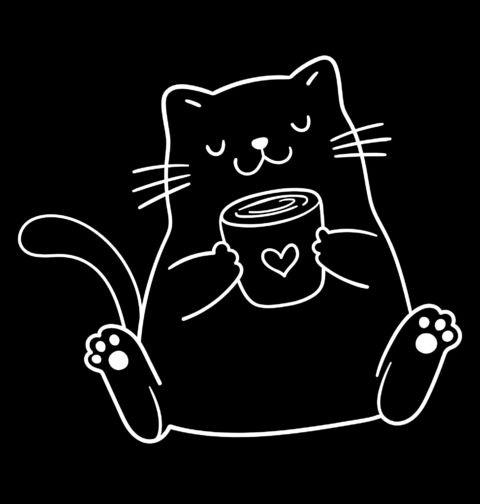 Obrázek produktu Dámské tričko Spokojená Kočka s Šálkem