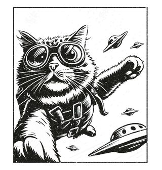 Obrázek 2 produktu Pánské tričko Kočka Parašutista mezi UFO