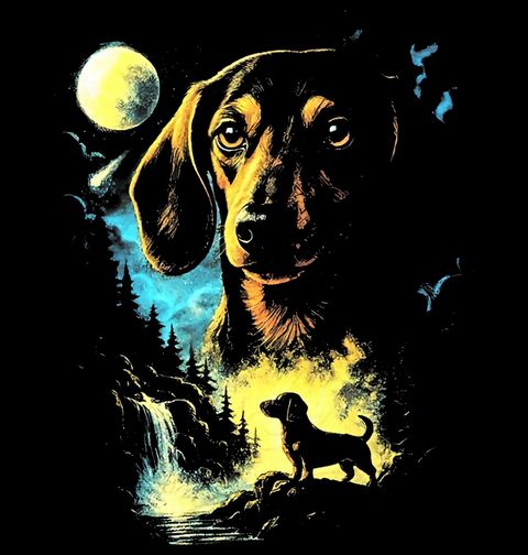 Obrázek produktu Pánské tričko Jezevčík a Měsíc