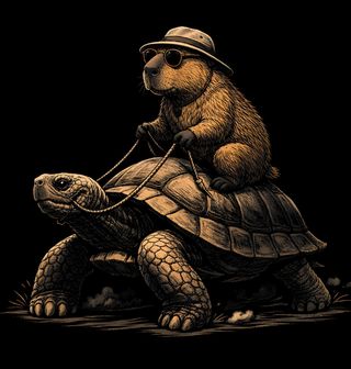 Obrázek 2 produktu Dámské tričko Kapybara Jezdec Želv