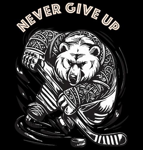 Obrázek produktu Pánská mikina Medvěd Hokejista Never Give Up