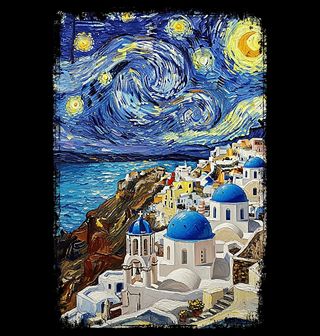 Obrázek 2 produktu Dámské tričko Santorini ve Stylu Van Gogh