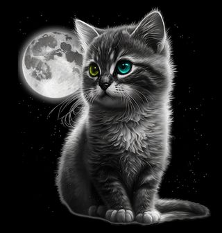 Obrázek 2 produktu Pánské tričko Koťátko při Úplňku